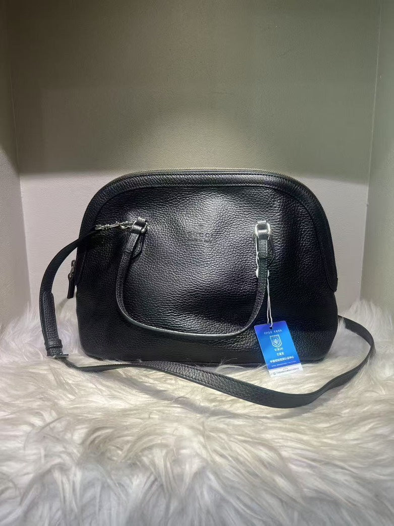 Gucci Black Leather Dome Satchel Bag
