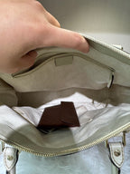 GUCCI GG Canvas Beige Shoulder Bag with Leather Trim