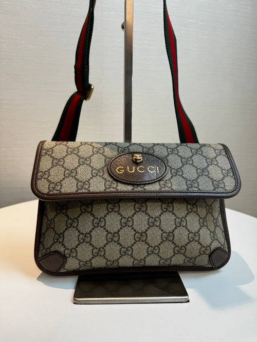 Gucci GG Supreme Canvas Shoulder Bag Beige Messenger Style