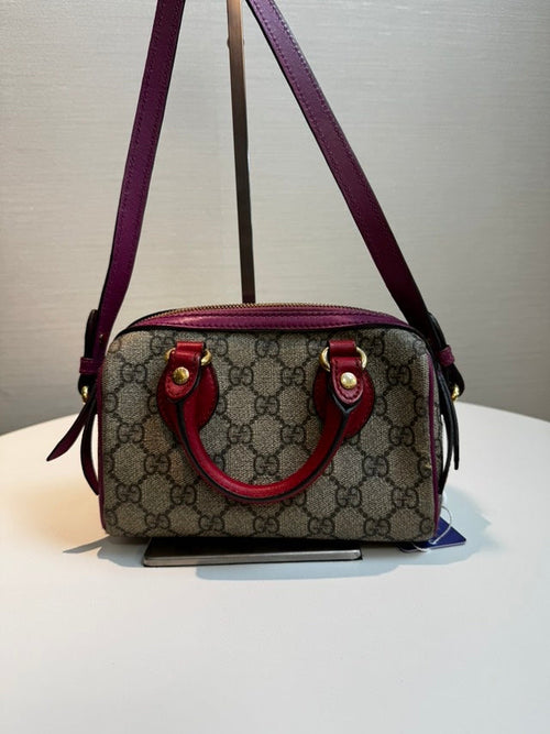 Gucci GG Monogram Canvas Red Top Handle Bag