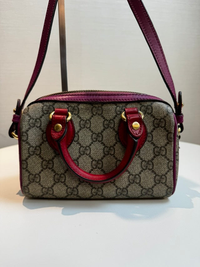 Gucci GG Monogram Canvas Red Top Handle Bag