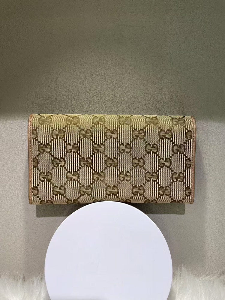 GUCCI Ophidia Beige Canvas Wallet