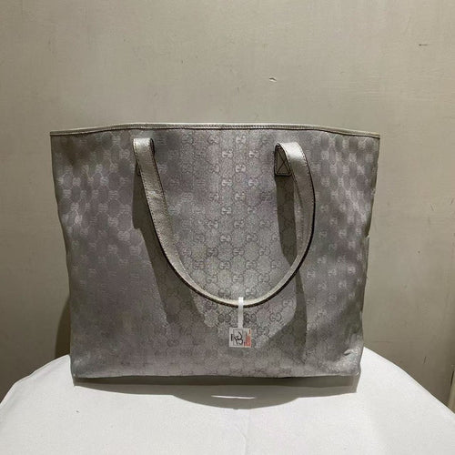 Gucci GG Tote Gray Canvas Bag