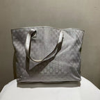 Gucci GG Tote Gray Canvas Bag