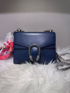 GUCCI Dionysus Blue Leather Shoulder Bag