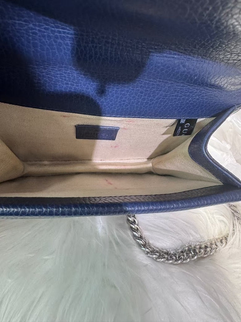 GUCCI Dionysus Blue Leather Shoulder Bag