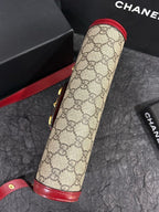 Gucci Red Horsebit 1955 Shoulder Bag 25.5cm×18cm Canvas & Leather