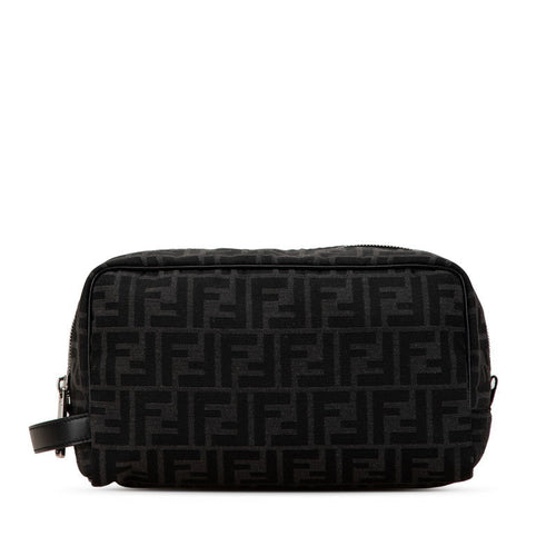 Fendi Canvas Leather FF Pouch Clutch Bag 7N0141