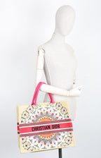 CHRISTIAN DIOR KaleiDiorscopic Book Tote Large Suede Beige