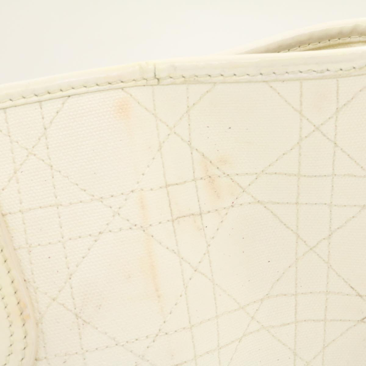 CHRISTIAN DIOR Panarea Tote Bag ted Canvas White  rd1228