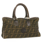 FENDI Zucca Canvas Hand Bag Brown Black  rd1310