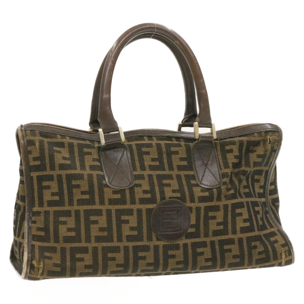 FENDI Zucca Canvas Hand Bag Brown Black Auth rd1310