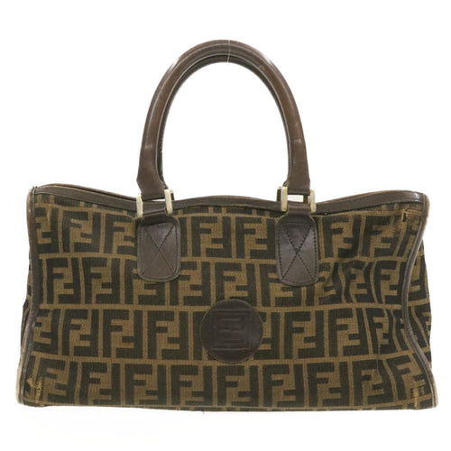 FENDI Zucca Canvas Hand Bag Brown Black  rd1310