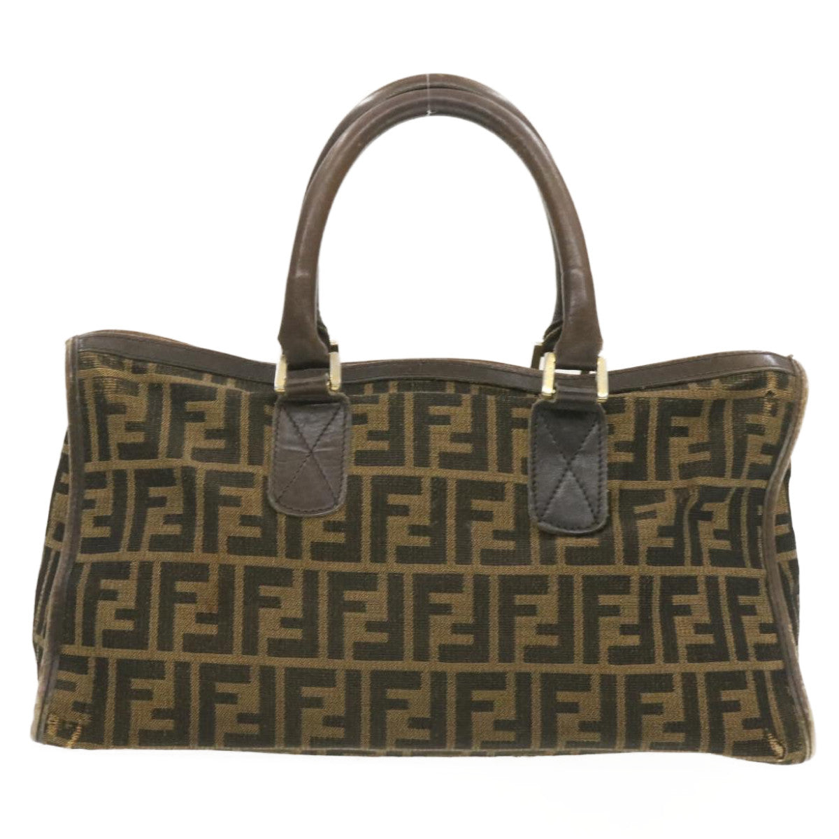 FENDI Zucca Canvas Hand Bag Brown Black Auth rd1310