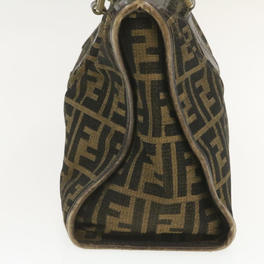 FENDI Zucca Canvas Hand Bag Brown Black  rd1310