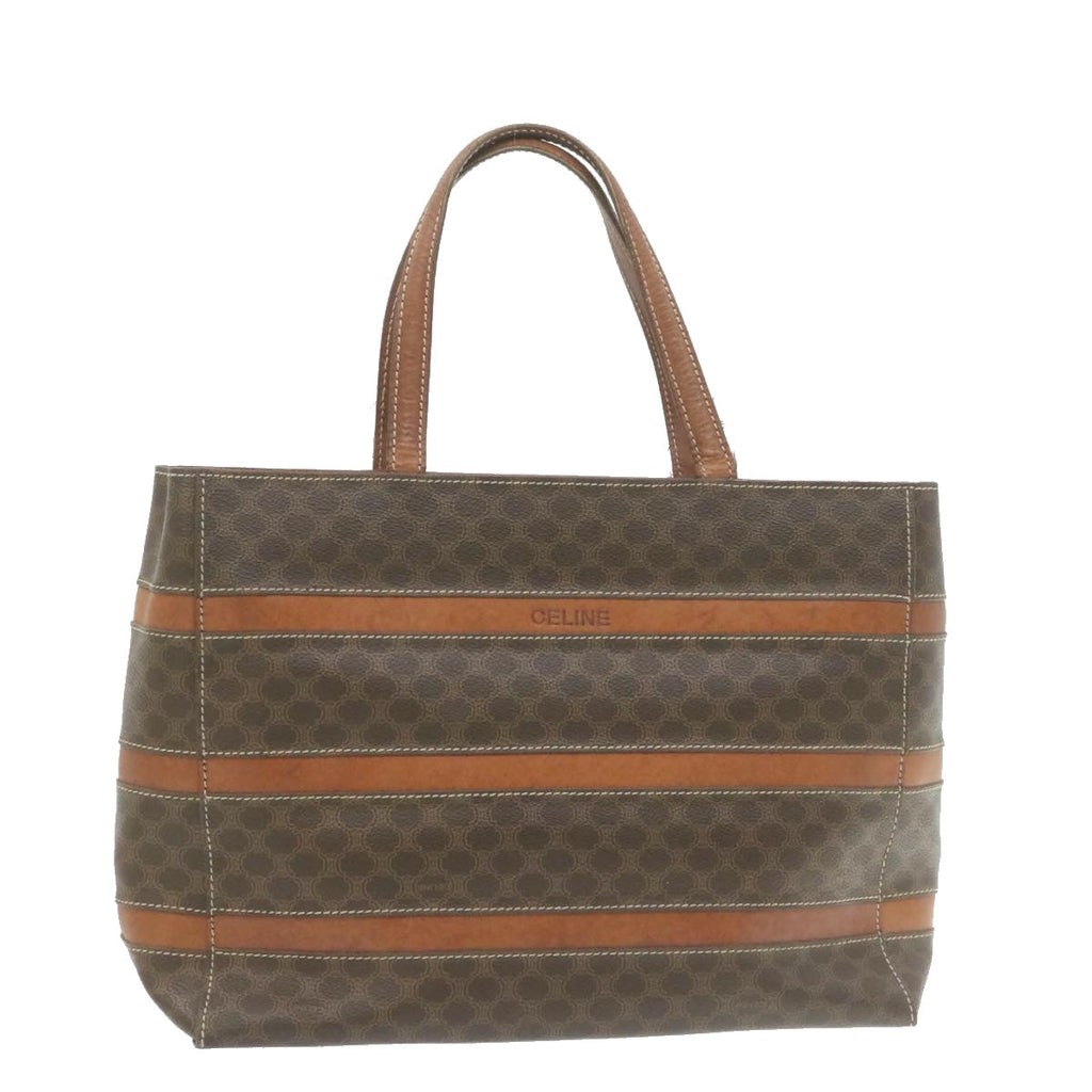 CELINE Macadam Canvas Tote Bag PVC Leather Brown  rd1995