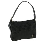 FENDI Zucchino Canvas Shoulder Bag Blackrd3664