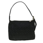 FENDI Zucchino Canvas Shoulder Bag Blackrd3664