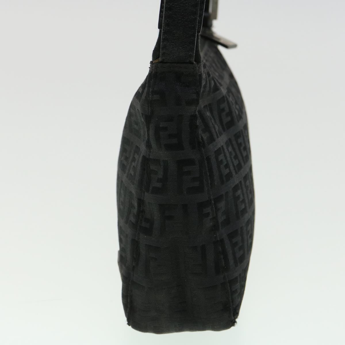 FENDI Zucchino Canvas Shoulder Bag Blackrd3664