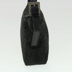 FENDI Zucchino Canvas Shoulder Bag Blackrd3664