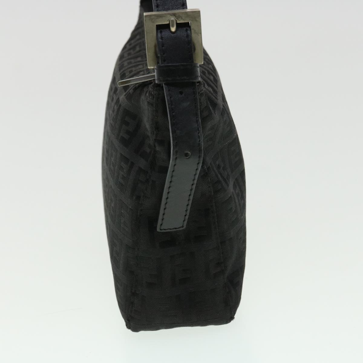 FENDI Zucchino Canvas Shoulder Bag Blackrd3664