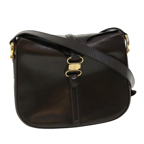CELINE Shoulder Bag Leather Brown  rd4008