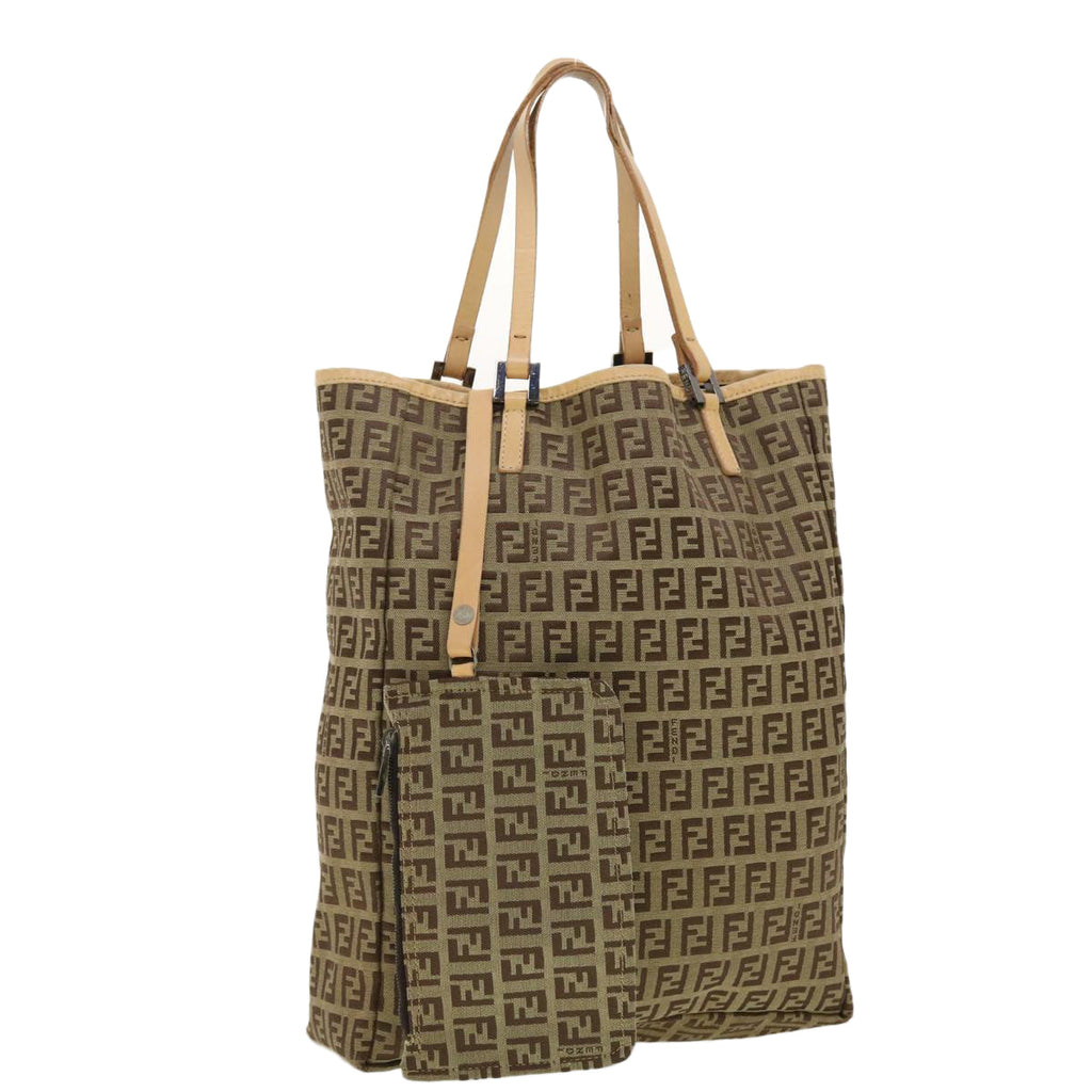 FENDI Zucchino Canvas Tote Bag Beige 3677/8BH006028  rd4733