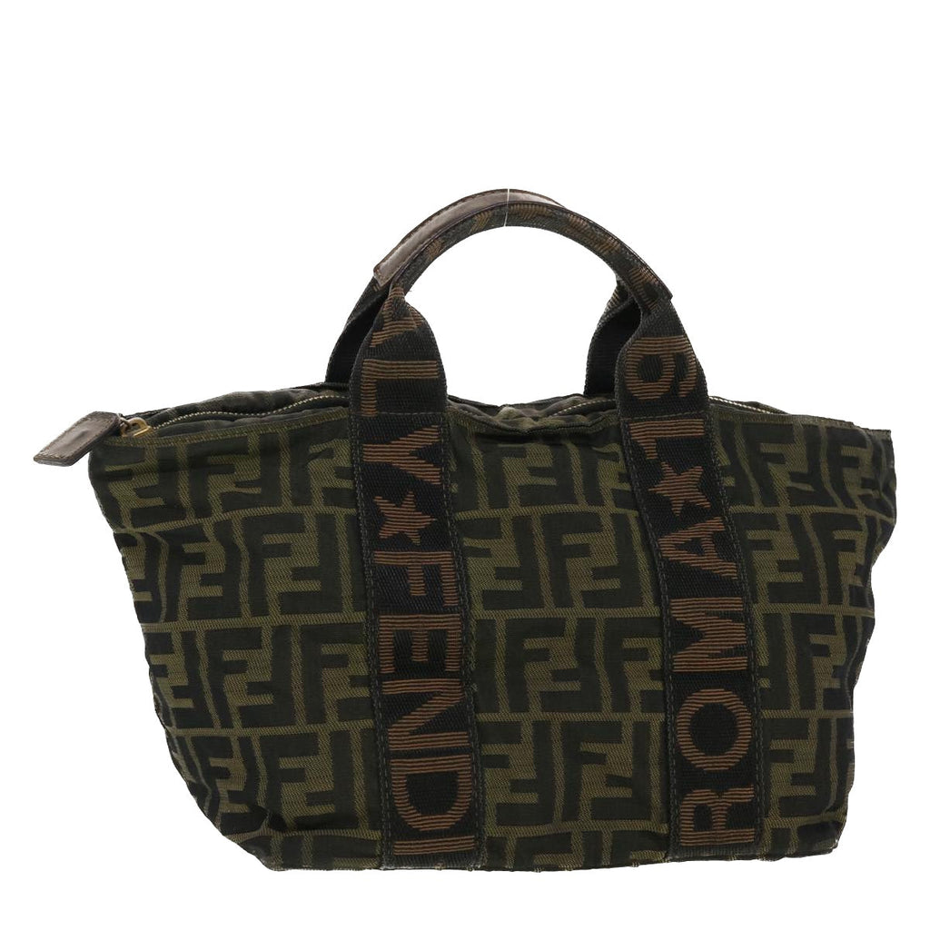 FENDI Zucca Canvas Hand Bag Black Brown Auth rd4762