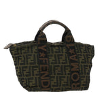 FENDI Zucca Canvas Hand Bag Black Brown Auth rd4762