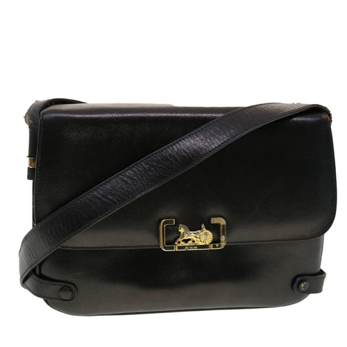 CELINE Horse Carriage Shoulder Bag Leather Black  rd4883