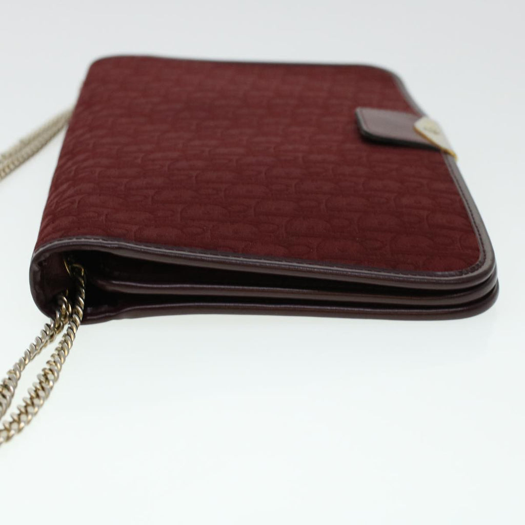 CHRISTIAN DIOR Trotter Canvas Chain Shoulder Bag Red Auth rd4917