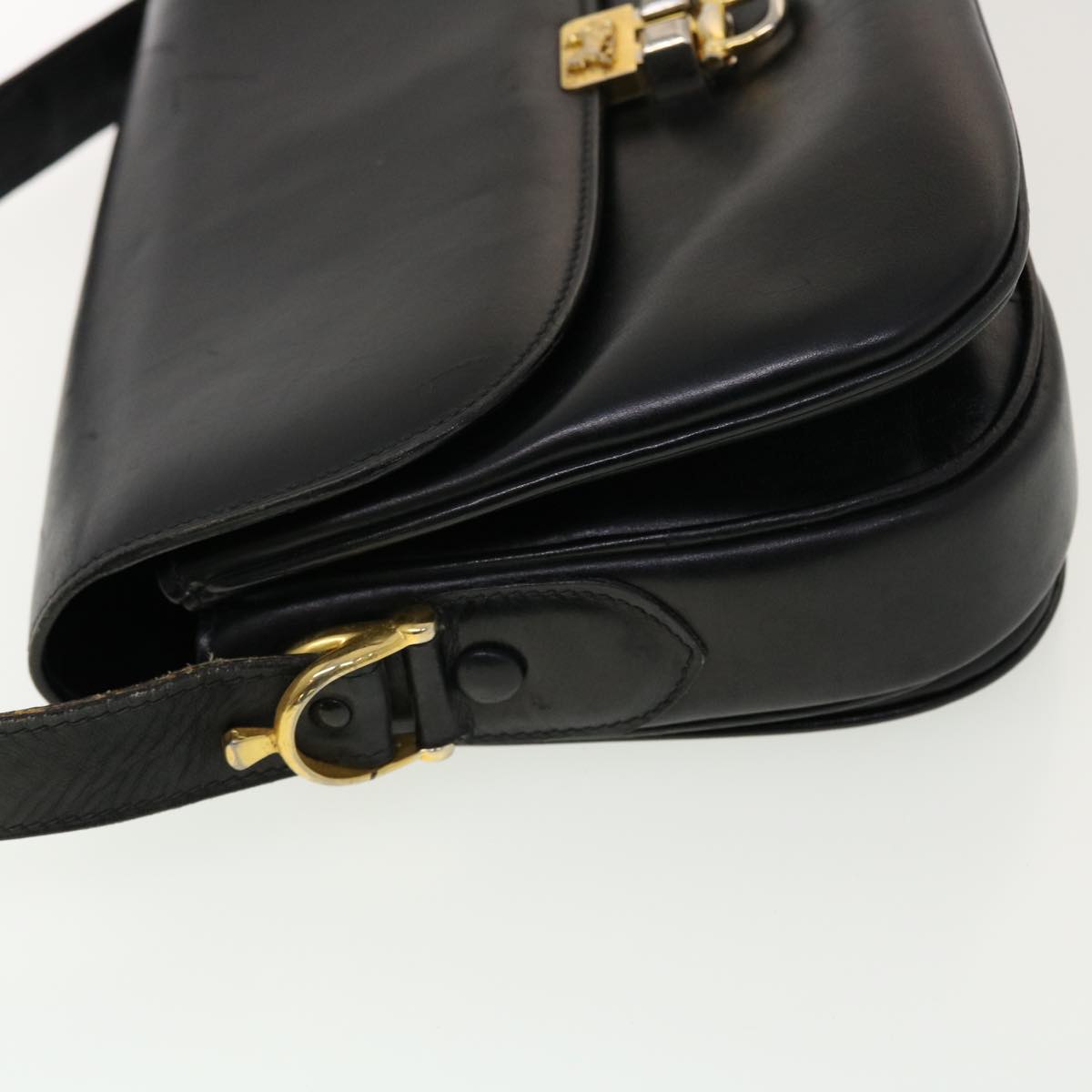CELINE Horse Carriage Shoulder Bag Leather Black  rd4963