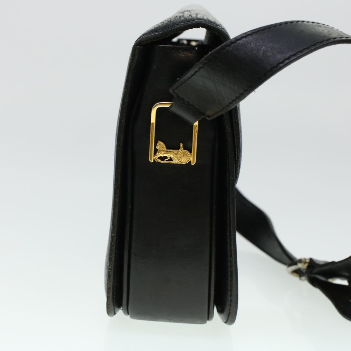 CELINE Horse Carriage Shoulder Bag Leather Black  rd5032