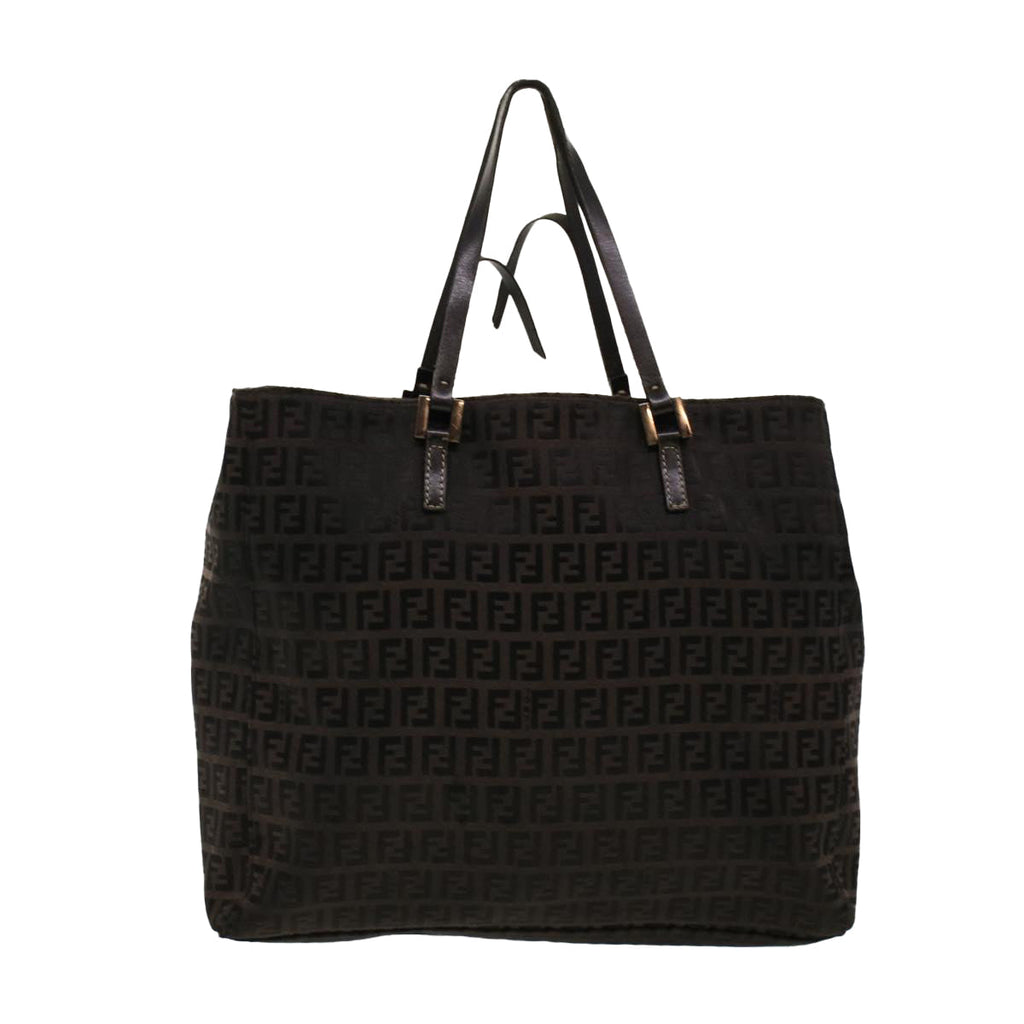 FENDI Zucchino Canvas Tote Bag Black 32028BH019028  rd5035