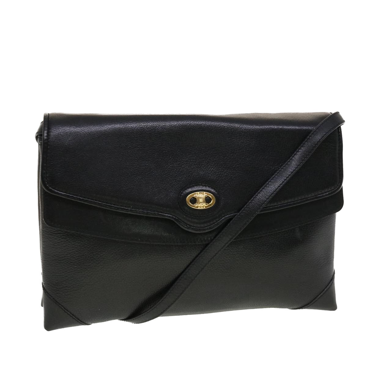 CELINE Shoulder Bag Leather Black  rd5145