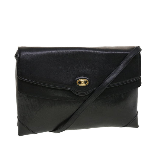 CELINE Shoulder Bag Leather Black  rd5145