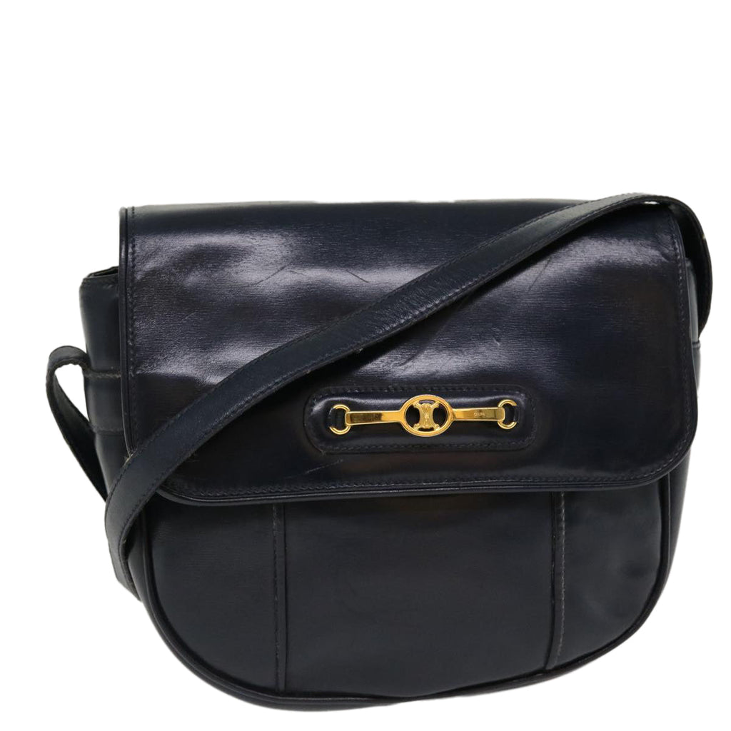 CELINE Shoulder Bag Leather Navy  rd5176