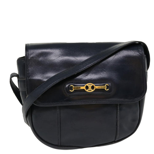 CELINE Shoulder Bag Leather Navy  rd5176