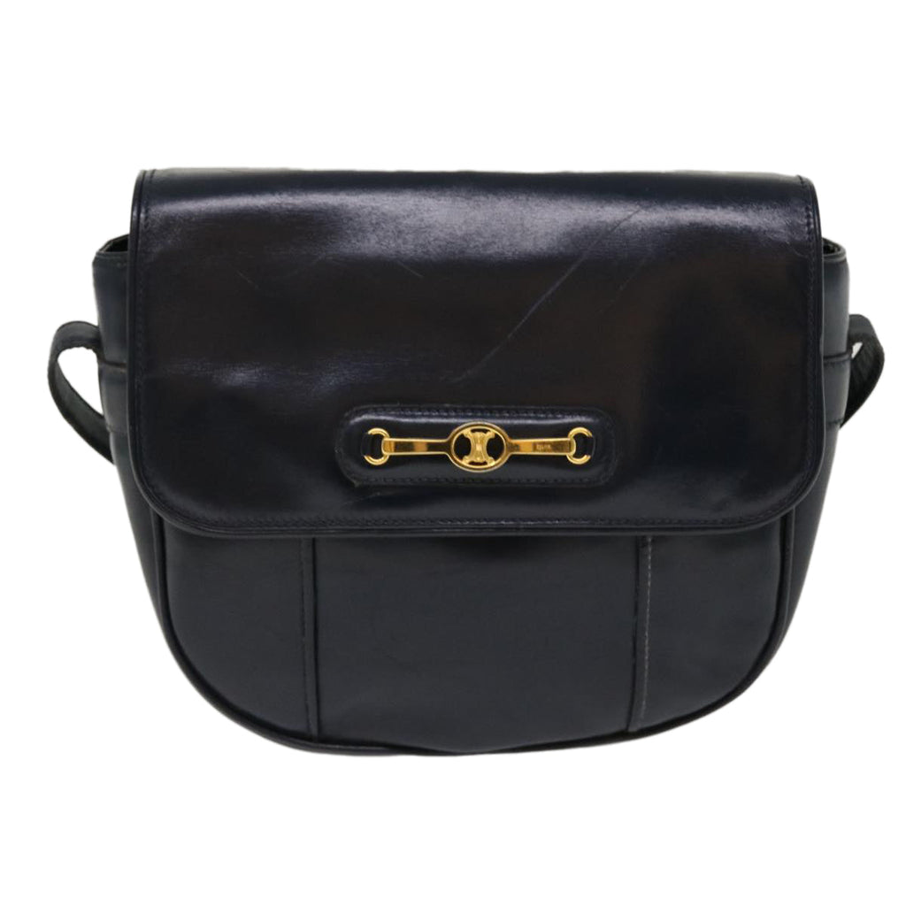 CELINE Shoulder Bag Leather Navy  rd5176