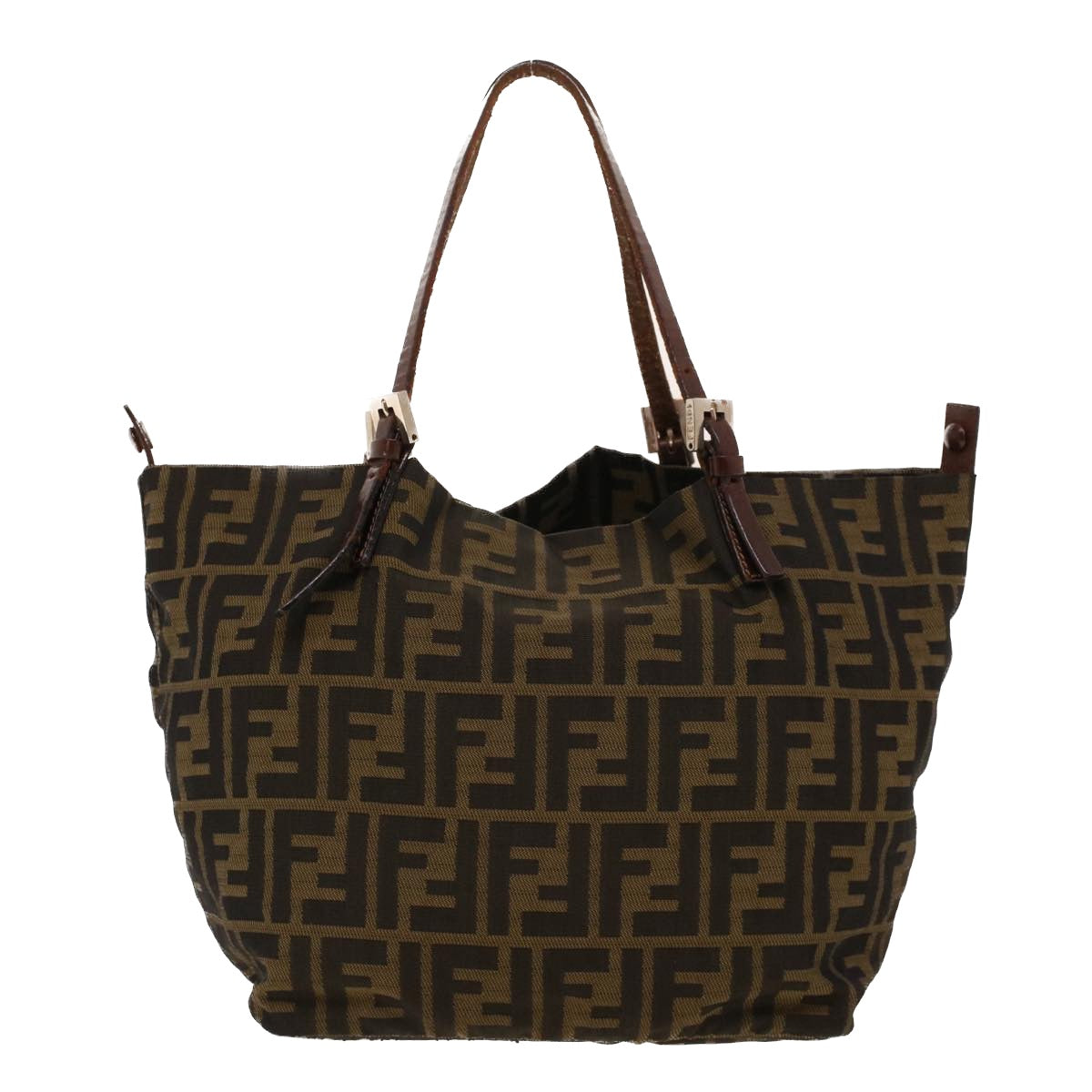 FENDI Zucca Canvas Hand Bag Black Brown 2220-26635-98  rd5177