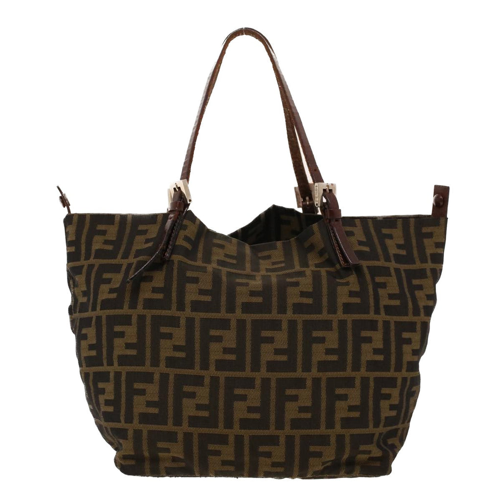 FENDI Zucca Canvas Hand Bag Black Brown 2220-26635-98 Auth rd5177