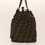 FENDI Zucca Canvas Hand Bag Black Brown 2220-26635-98 Auth rd5177