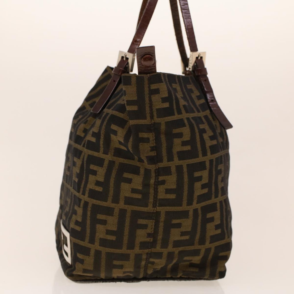 FENDI Zucca Canvas Hand Bag Black Brown 2220-26635-98 Auth rd5177