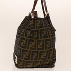 FENDI Zucca Canvas Hand Bag Black Brown 2220-26635-98 Auth rd5177