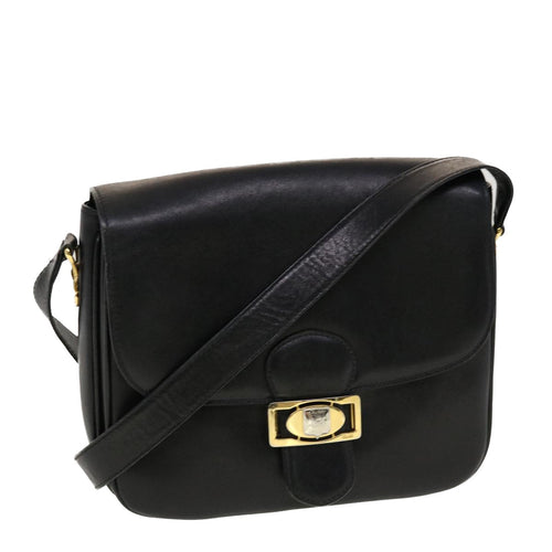 CELINE Horse Carriage Shoulder Bag Leather Black  rd5252