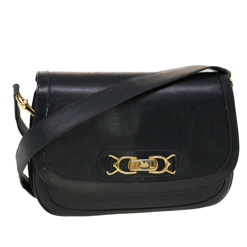 CELINE Horse Carriage Shoulder Bag Leather Navy  rd5253