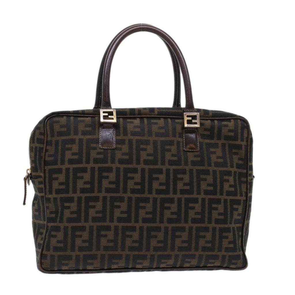 FENDI Zucca Canvas Hand Bag Black Brown  rd5604