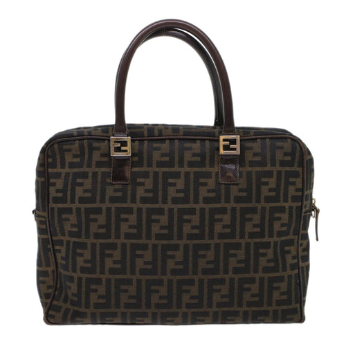 FENDI Zucca Canvas Hand Bag Black Brown  rd5604