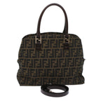 FENDI Zucca Canvas Hand Bag 2way Black Brown  rd5605