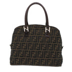 FENDI Zucca Canvas Hand Bag 2way Black Brown Auth rd5605